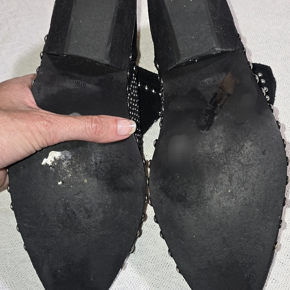 Jeffrey Campbell Oxnard ST Black Suede Studded Metal Toe Booties Size 10 - Picture 8 of 10